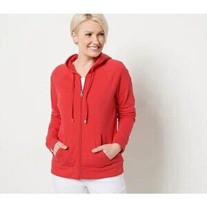 Studio Park x Amy Stran Low-HiZip-Front Hoodie Red Size 3X